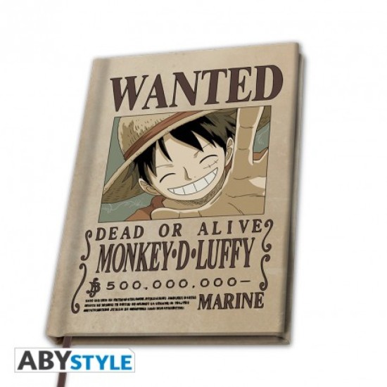 One Piece A5 Notebook Wanted Luffy