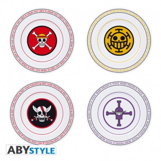 One Piece Set of 4 Plates Emblems